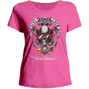 Great Ocean Road Skull Dive Crew - Ladies Relaxed Fit Tee - Graphic Tees Australia