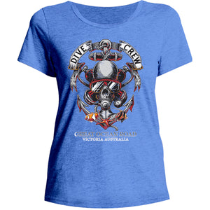 Great Ocean Road Skull Dive Crew - Ladies Relaxed Fit Tee - Graphic Tees Australia