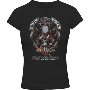 Great Ocean Road Skull Dive Crew - Ladies Slim Fit Tee - Graphic Tees Australia