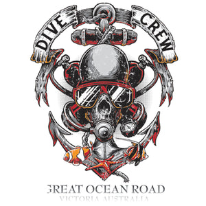 Great Ocean Road Skull Dive Crew - Ladies Relaxed Fit Tee - Graphic Tees Australia