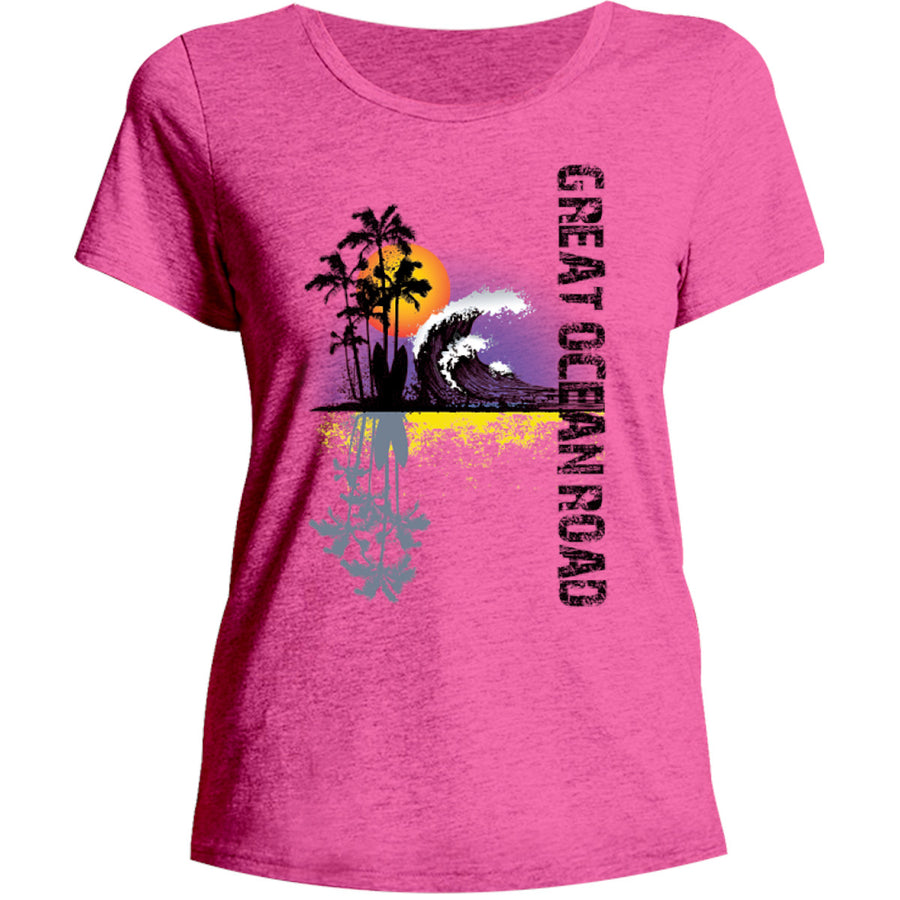 Great Ocean Road Surf Retro - Ladies Relaxed Fit Tee - Graphic Tees Australia