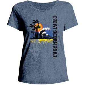 Great Ocean Road Surf Retro - Ladies Relaxed Fit Tee - Graphic Tees Australia