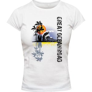 Great Ocean Road Surf Retro - Ladies Slim Fit Tee - Graphic Tees Australia