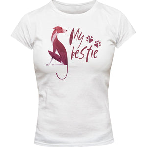 Greyhound My Bestie - Ladies Slim Fit Tee - Graphic Tees Australia