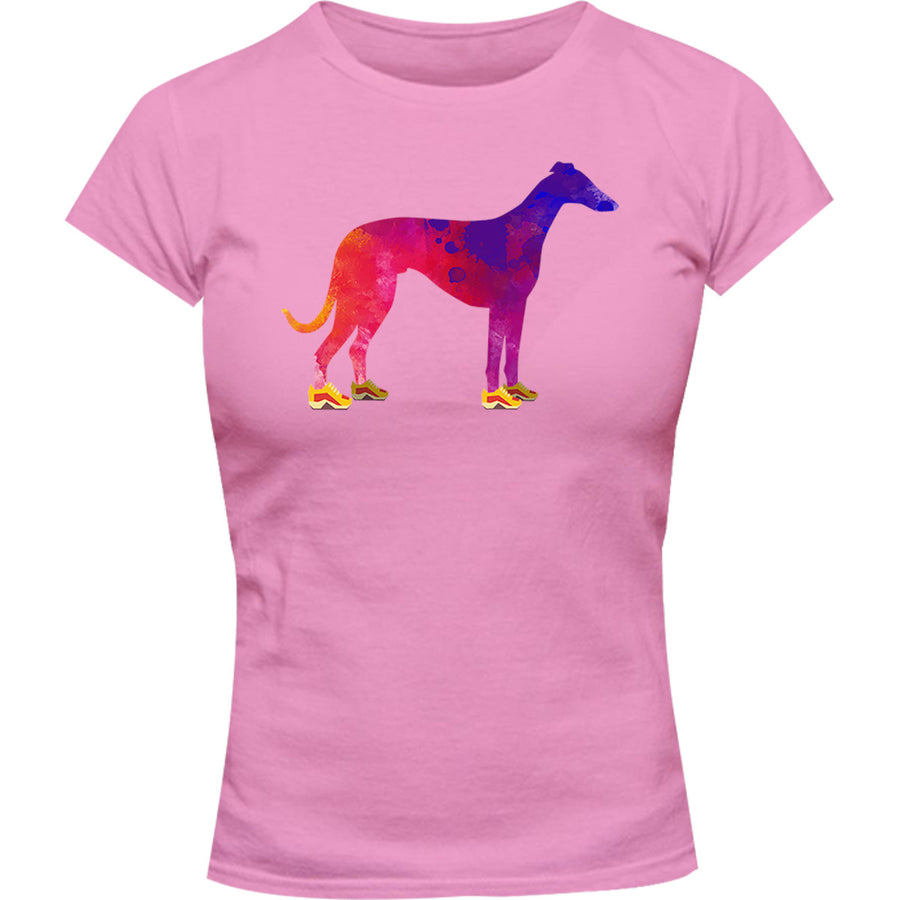 Greyhound In Running Shoes - Ladies Slim Fit Tee - Graphic Tees Australia