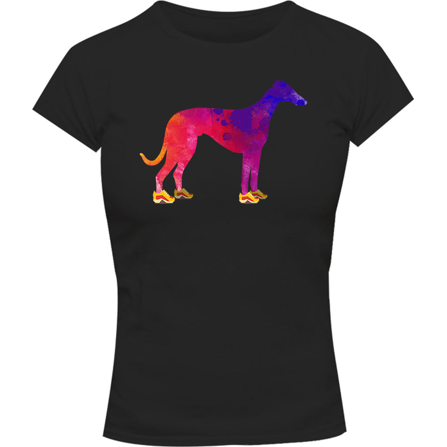 Greyhound In Running Shoes - Ladies Slim Fit Tee - Graphic Tees Australia