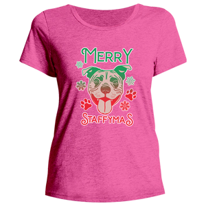 Merry Staffymas - Ladies Relaxed Fit Tee