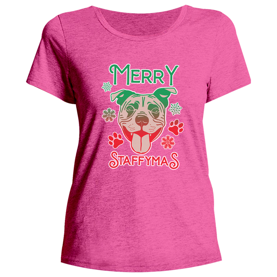 Merry Staffymas - Ladies Relaxed Fit Tee