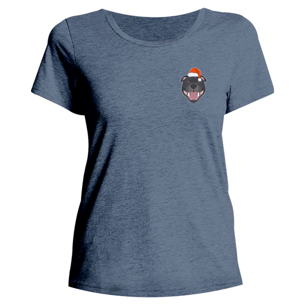 Christmas Staffy Pocket - Ladies Relaxed Fit Tee