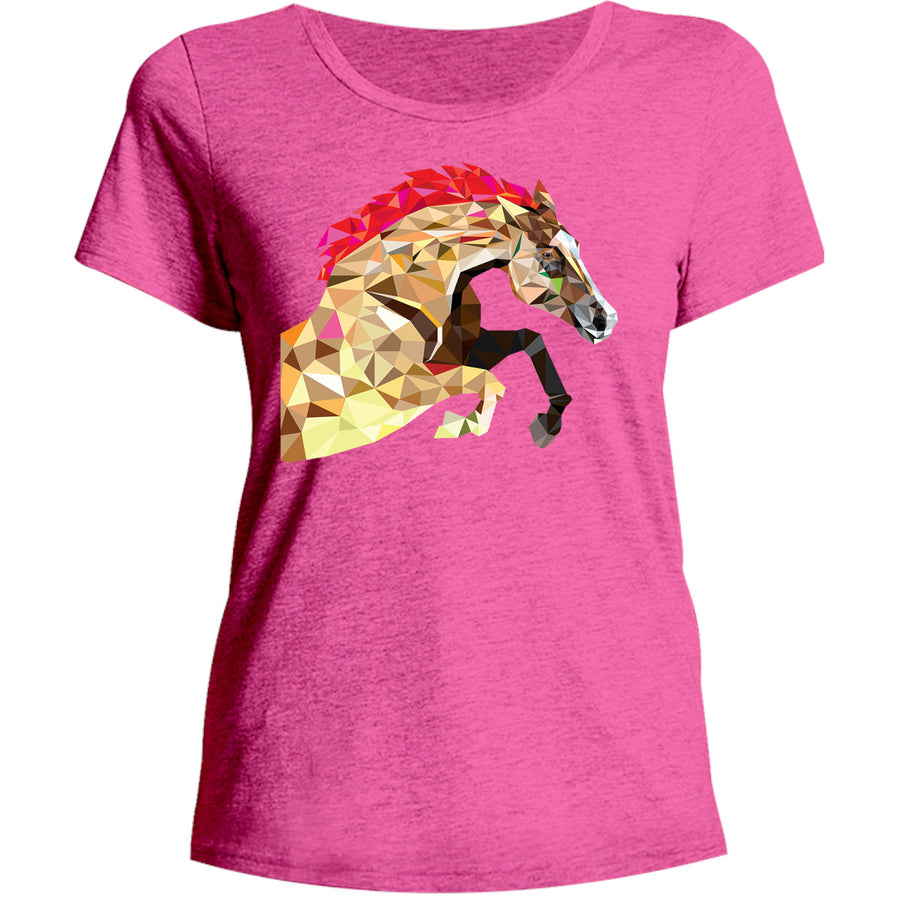 Horse Geometric Pattern - Ladies Relaxed Fit Tee - Graphic Tees Australia