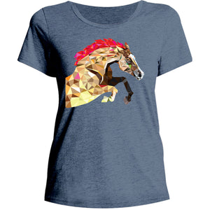 Horse Geometric Pattern - Ladies Relaxed Fit Tee - Graphic Tees Australia