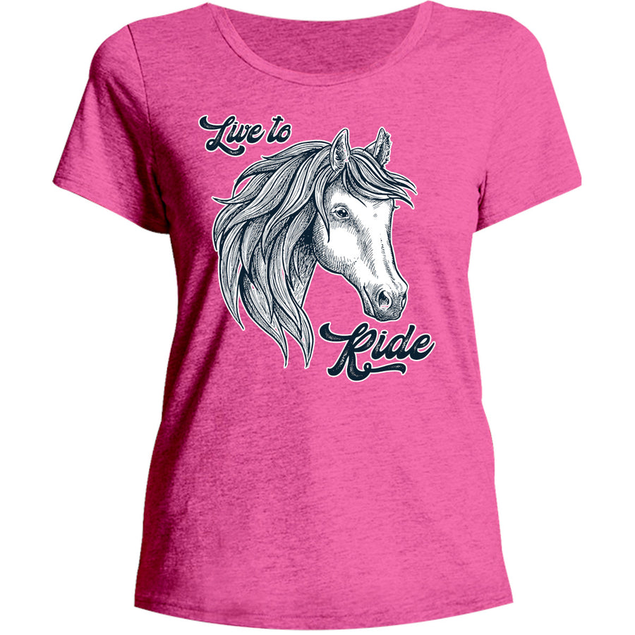 Horse Head Live to Ride - Ladies Relaxed Fit Tee - Graphic Tees Australia