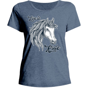 Horse Head Live to Ride - Ladies Relaxed Fit Tee - Graphic Tees Australia