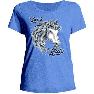 Horse Head Live to Ride - Ladies Relaxed Fit Tee - Graphic Tees Australia