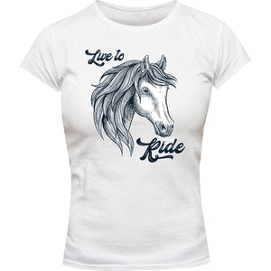 Horse Head Live to Ride - Ladies Slim Fit Tee - Graphic Tees Australia