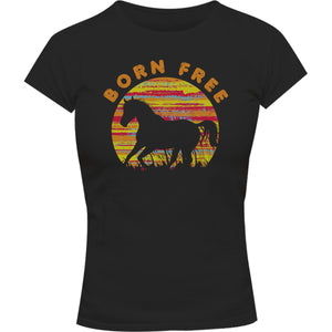Horse Silhouette Born Free - Ladies Slim Fit Tee - Graphic Tees Australia