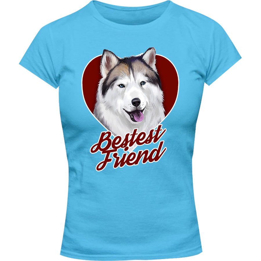 Husky Bestest Friend - Ladies Slim Fit Tee - Graphic Tees Australia