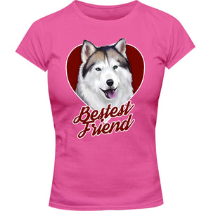 Husky Bestest Friend - Ladies Slim Fit Tee - Graphic Tees Australia