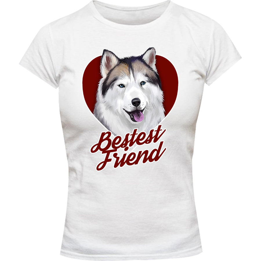 Husky Bestest Friend - Ladies Slim Fit Tee - Graphic Tees Australia