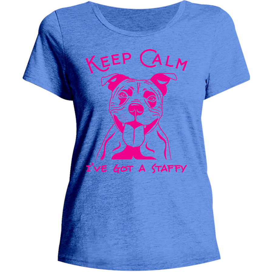 Keep Calm I've Got A Staffy - Ladies Relaxed Fit Tee - Graphic Tees Australia