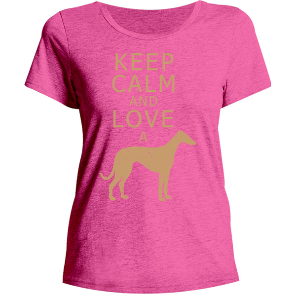 Keep Calm Love A Greyhound - Ladies Relaxed Fit Tee - Graphic Tees Australia