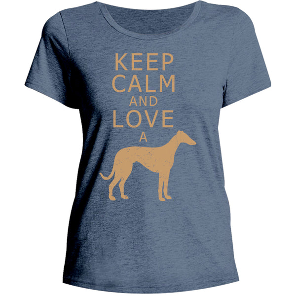 Keep Calm Love A Greyhound - Ladies Relaxed Fit Tee - Graphic Tees Australia