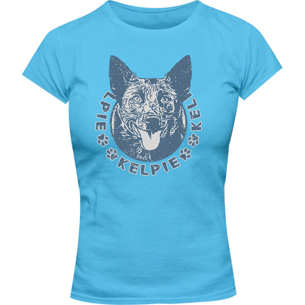 Kelpie Face - Ladies Slim Fit Tee - Graphic Tees Australia