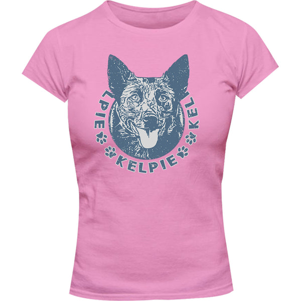 Kelpie Face - Ladies Slim Fit Tee - Graphic Tees Australia