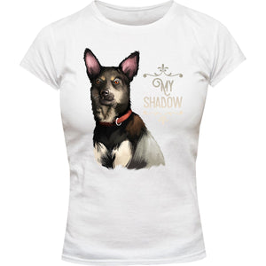 Kelpie My Shadow - Ladies Slim Fit Tee - Graphic Tees Australia