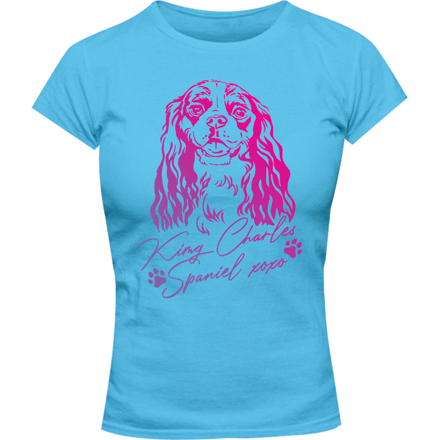 King Charles Spaniel XOXO - Ladies Slim Fit Tee - Graphic Tees Australia