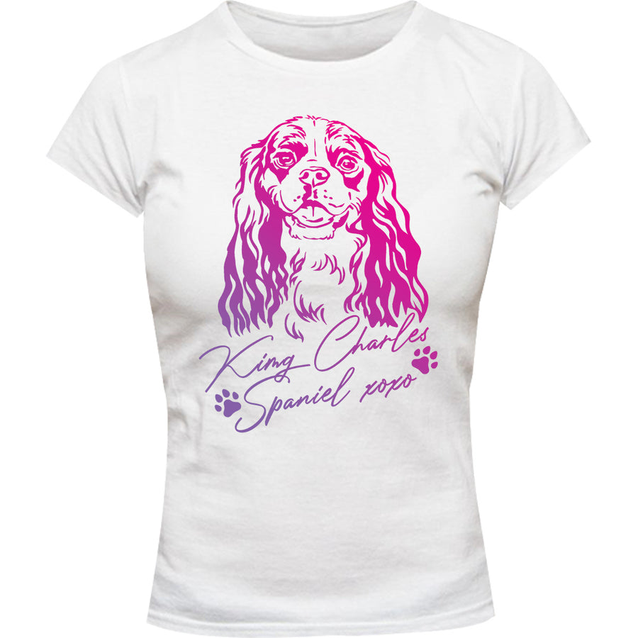 King Charles Spaniel XOXO - Ladies Slim Fit Tee - Graphic Tees Australia