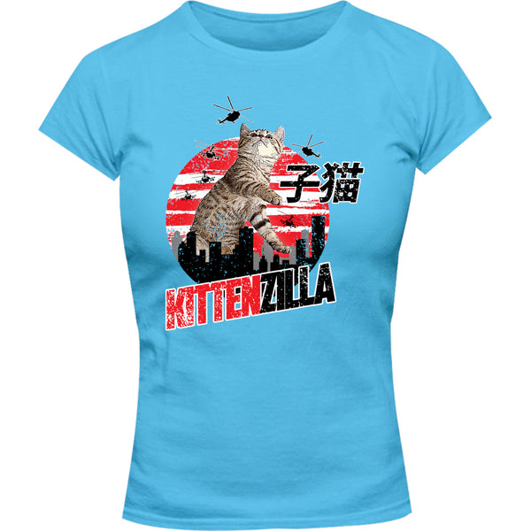 Kittenzilla - Ladies Slim Fit Tee - Graphic Tees Australia