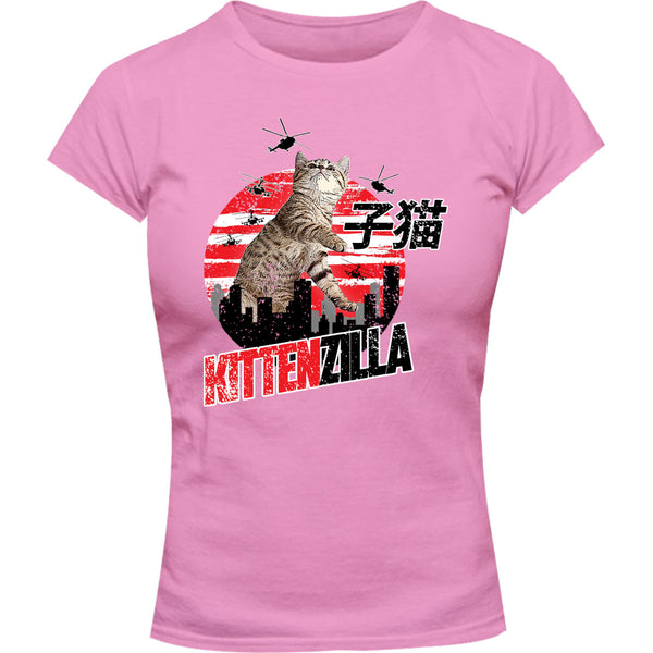 Kittenzilla - Ladies Slim Fit Tee - Graphic Tees Australia