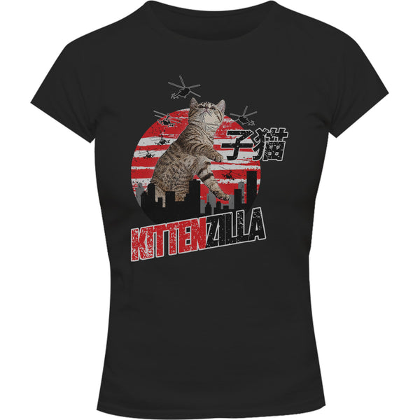 Kittenzilla - Ladies Slim Fit Tee - Graphic Tees Australia