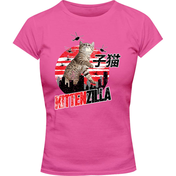 Kittenzilla - Ladies Slim Fit Tee - Graphic Tees Australia