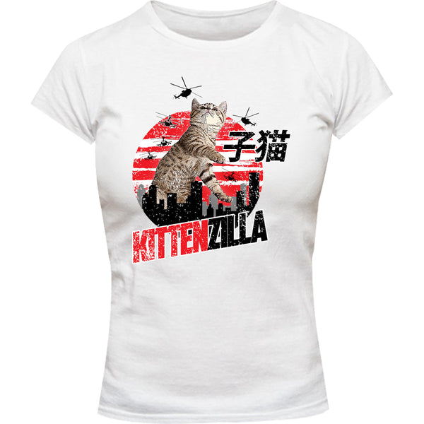 Kittenzilla - Ladies Slim Fit Tee - Graphic Tees Australia