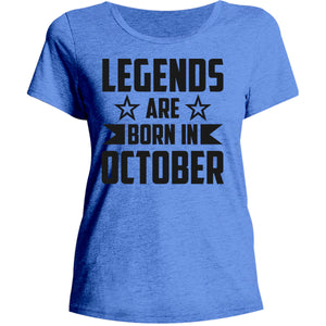 Legends Are Born In October - Ladies Relaxed Fit Tee - Graphic Tees Australia