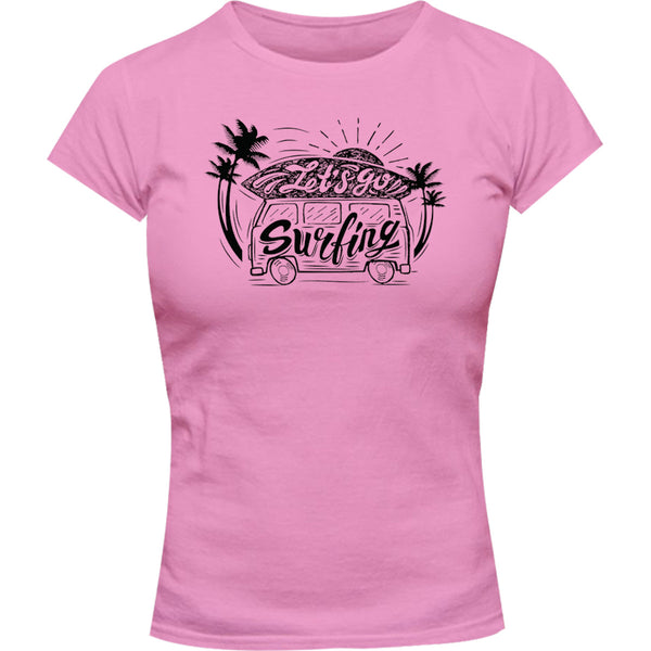 Let's Go Surfing - Ladies Slim Fit Tee - Graphic Tees Australia