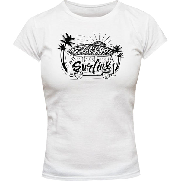 Let's Go Surfing - Ladies Slim Fit Tee - Graphic Tees Australia