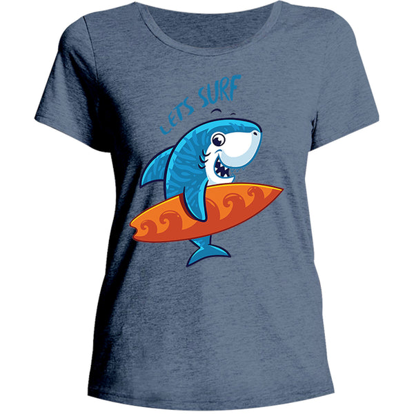 Lets Surf - Ladies Relaxed Fit Tee - Graphic Tees Australia