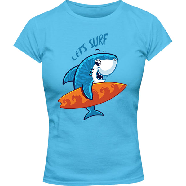 Lets Surf - Ladies Slim Fit Tee - Graphic Tees Australia