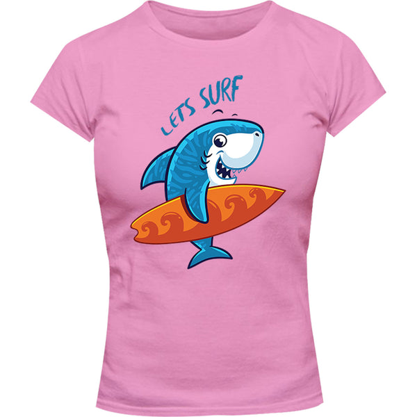 Lets Surf - Ladies Slim Fit Tee - Graphic Tees Australia