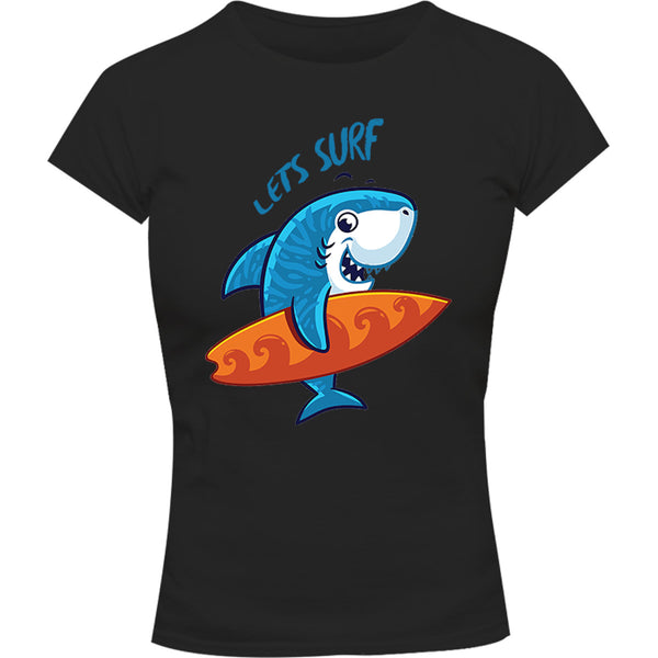 Lets Surf - Ladies Slim Fit Tee - Graphic Tees Australia