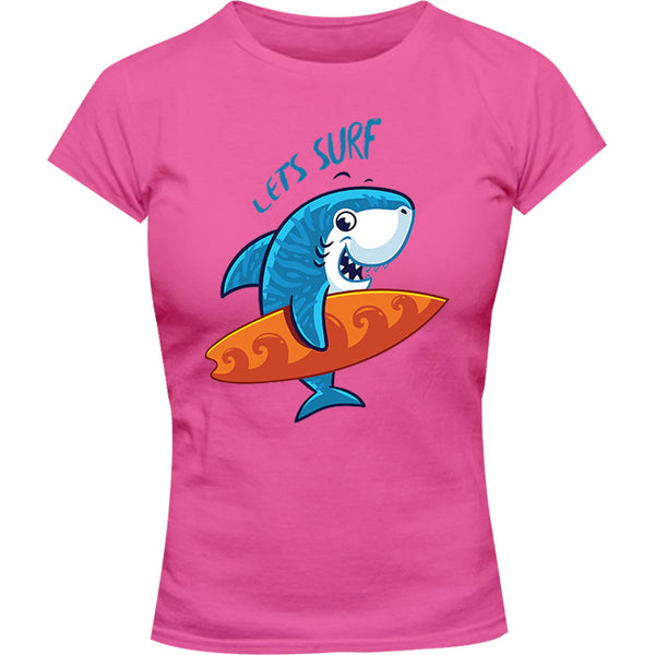 Lets Surf - Ladies Slim Fit Tee - Graphic Tees Australia