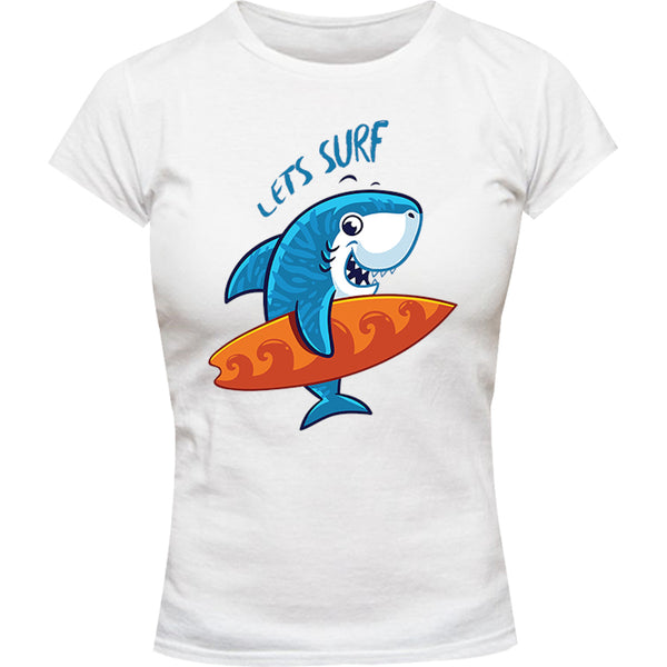 Lets Surf - Ladies Slim Fit Tee - Graphic Tees Australia