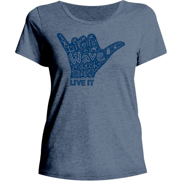 Life Is A Wave - Ladies Relaxed Fit Tee - Graphic Tees Australia