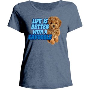 Life Is Better With A Cavoodle - Ladies Relaxed Fit Tee - Graphic Tees Australia