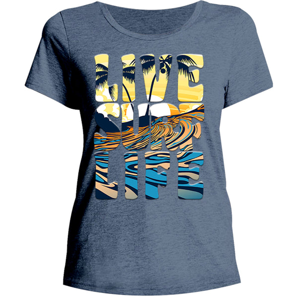 Live Surf Life - Ladies Relaxed Fit Tee - Graphic Tees Australia