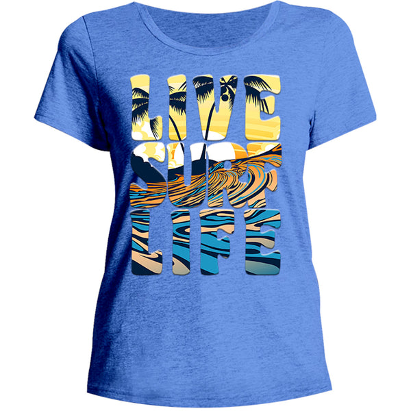 Live Surf Life - Ladies Relaxed Fit Tee - Graphic Tees Australia