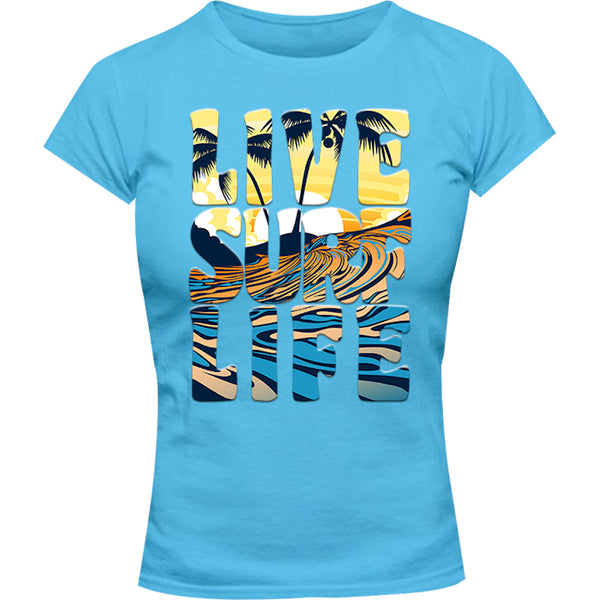 Live Surf Life - Ladies Slim Fit Tee - Graphic Tees Australia